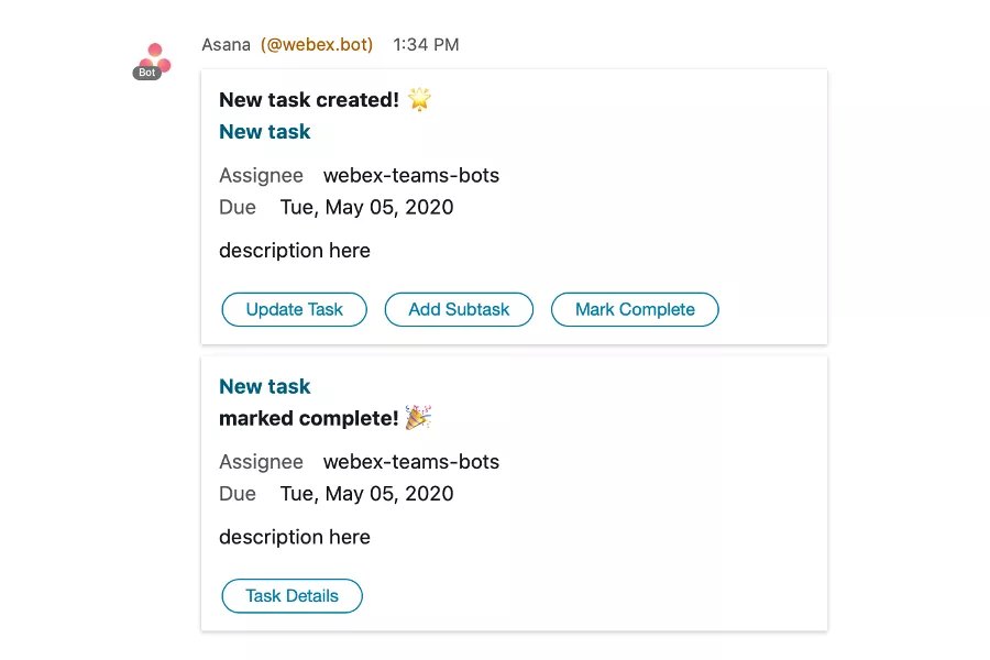 Webex + Asana