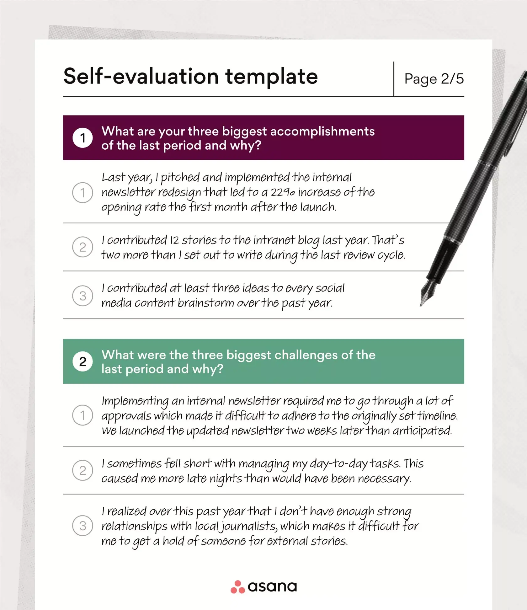 [inline illustration] Self-evaluation template (example)