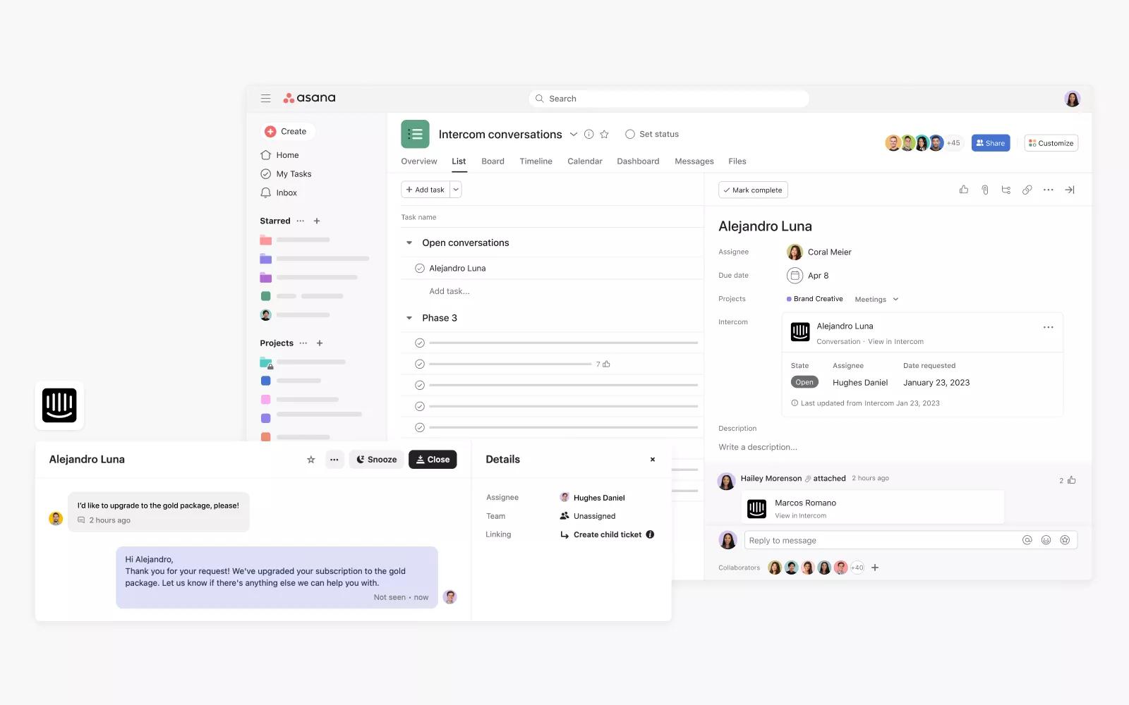 Intercom Asana Asana