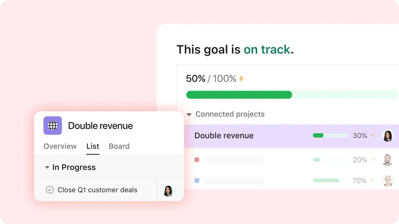 Goal tracking in Asana