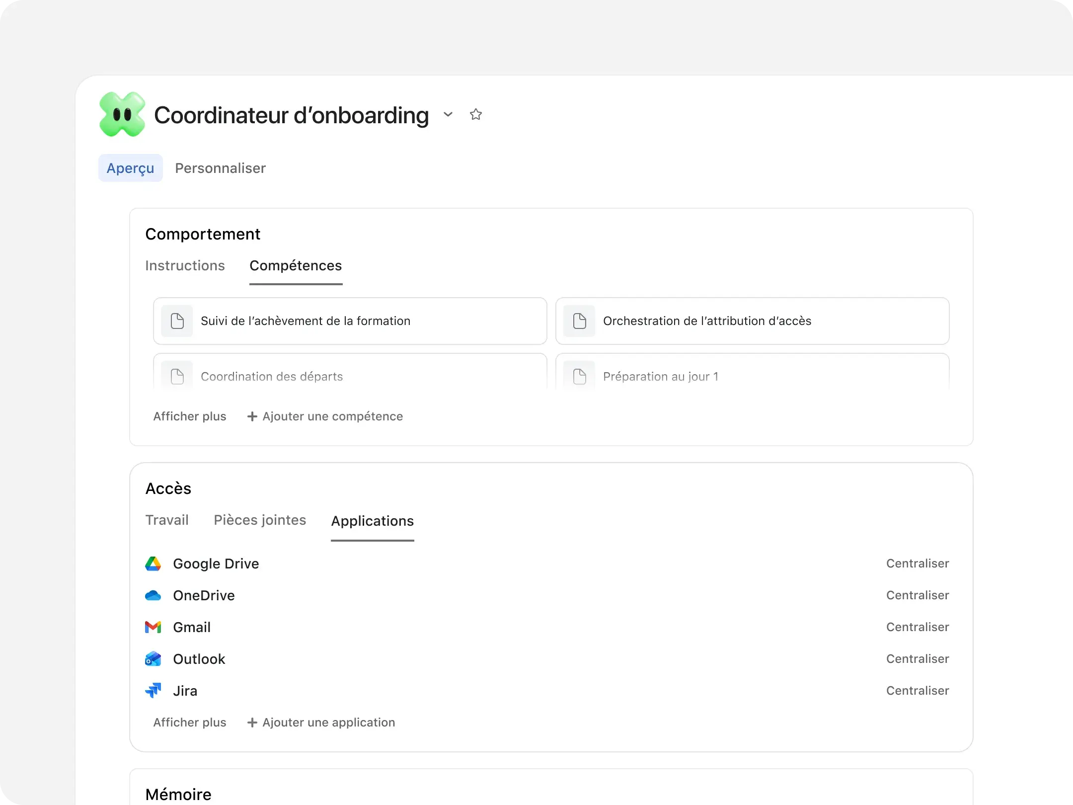 Profil de l'AI Teammate d'Asana pour le rôle « Parrain d'intégration » affichant des suggestions de tâches, notamment la connexion d'applications, la rencontre de l'équipe et la découverte de la culture d'entreprise