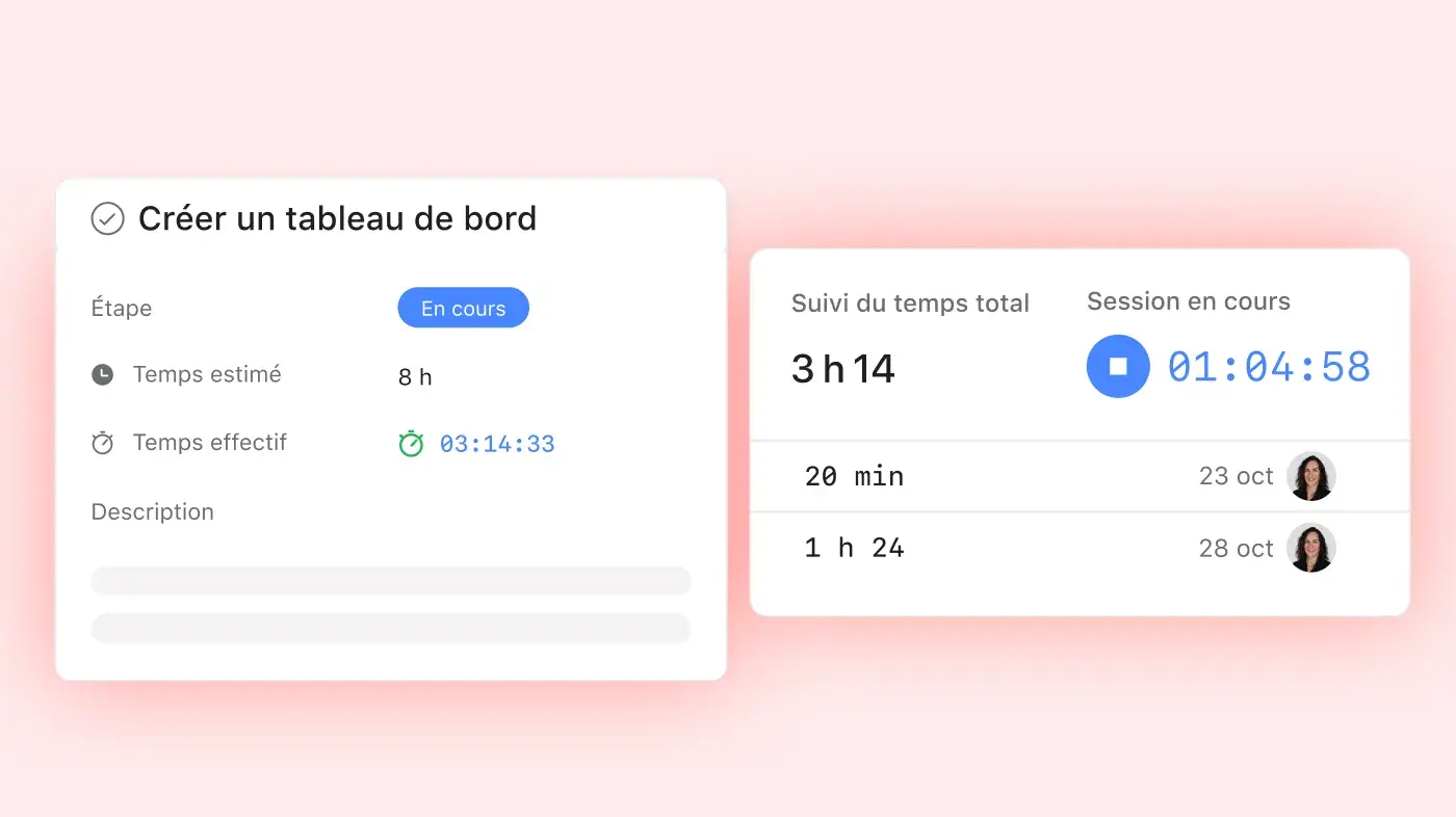 Image qui représente un employé suivant son tableau de bord Asana : exemple de l’interface utilisateur produit sur Asana