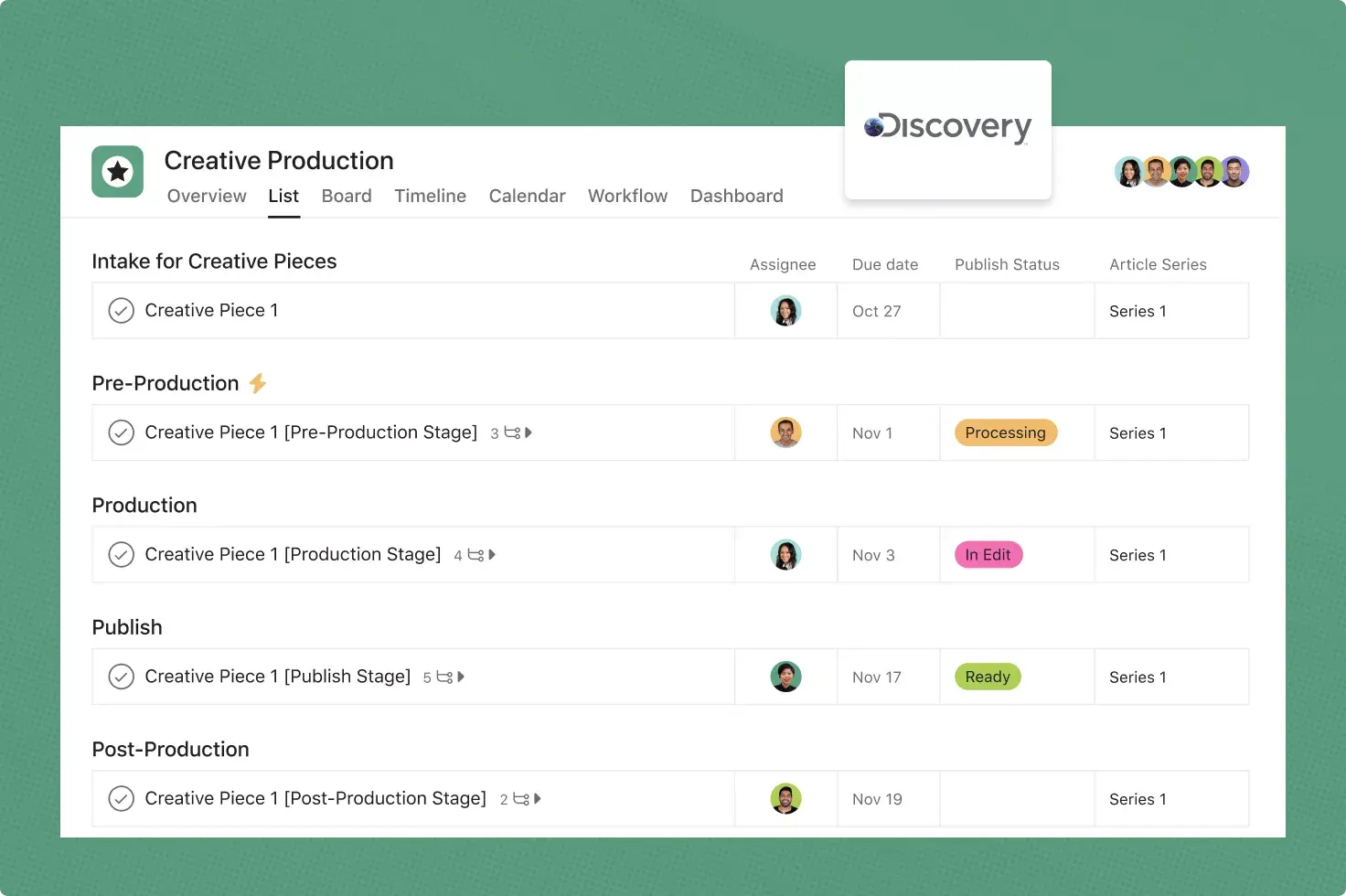 Discovery 創意製作範本螢幕擷取畫面