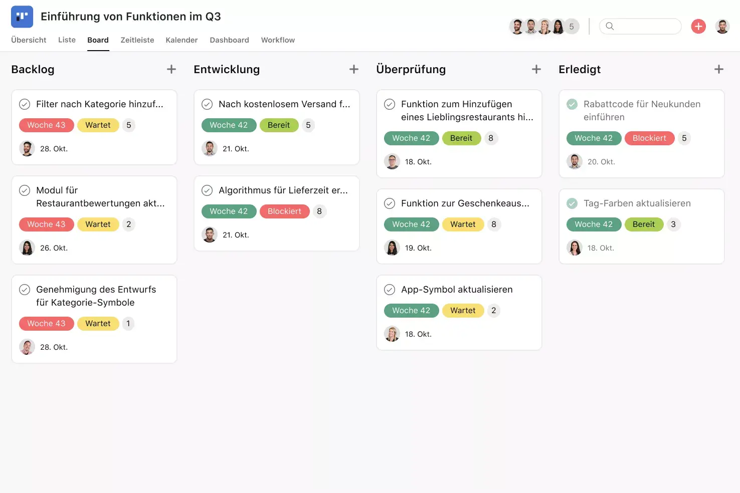 [Produkt-UI] Scrumban-Projekt in Asana als Kanban-Board (Boards)