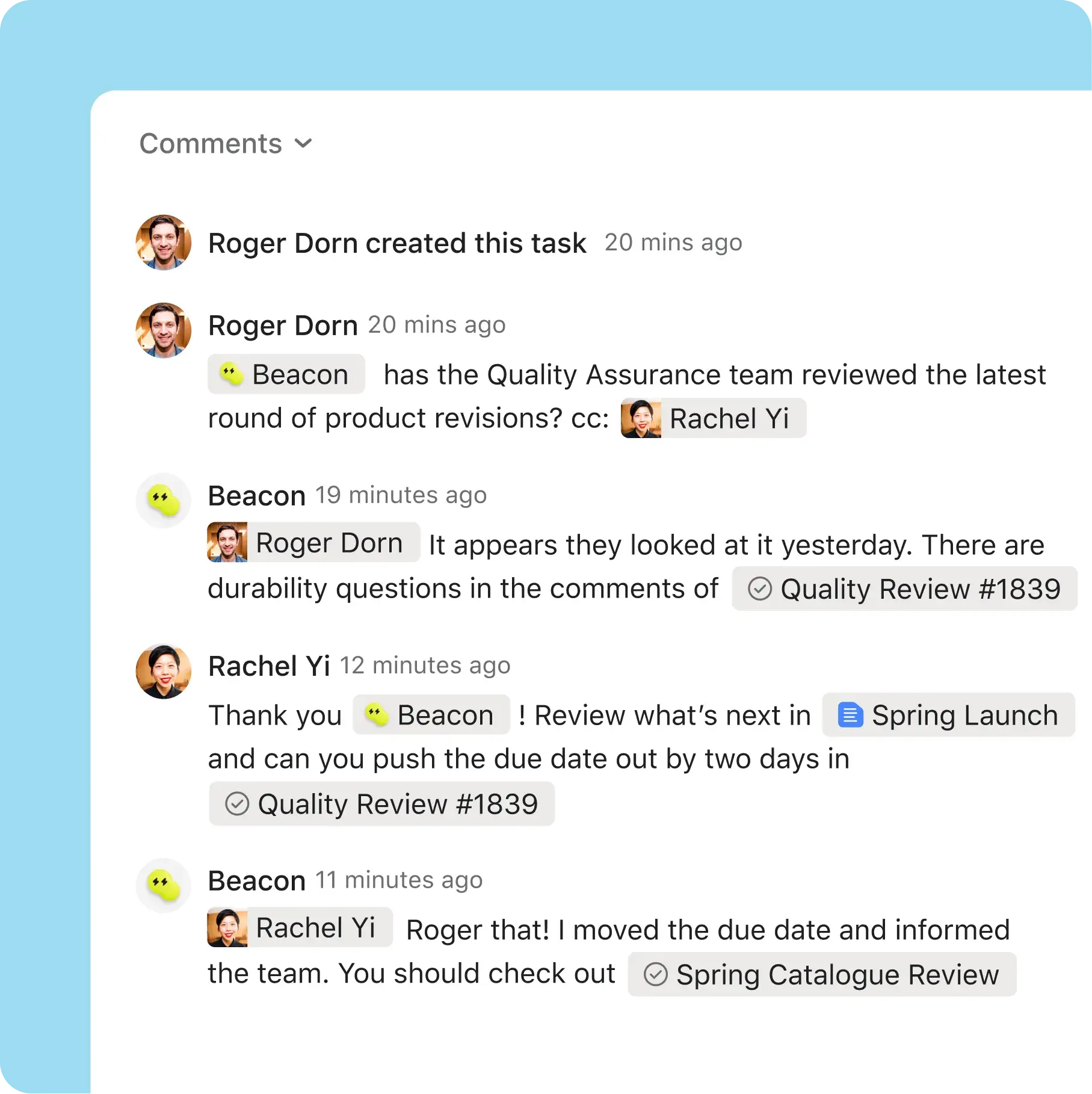 Asana multiplayer workspace showing people and agents collaborating