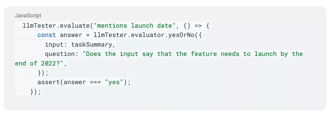 javascript llm question: "Does the input say that the feature needs to launch by the end of 2022?"