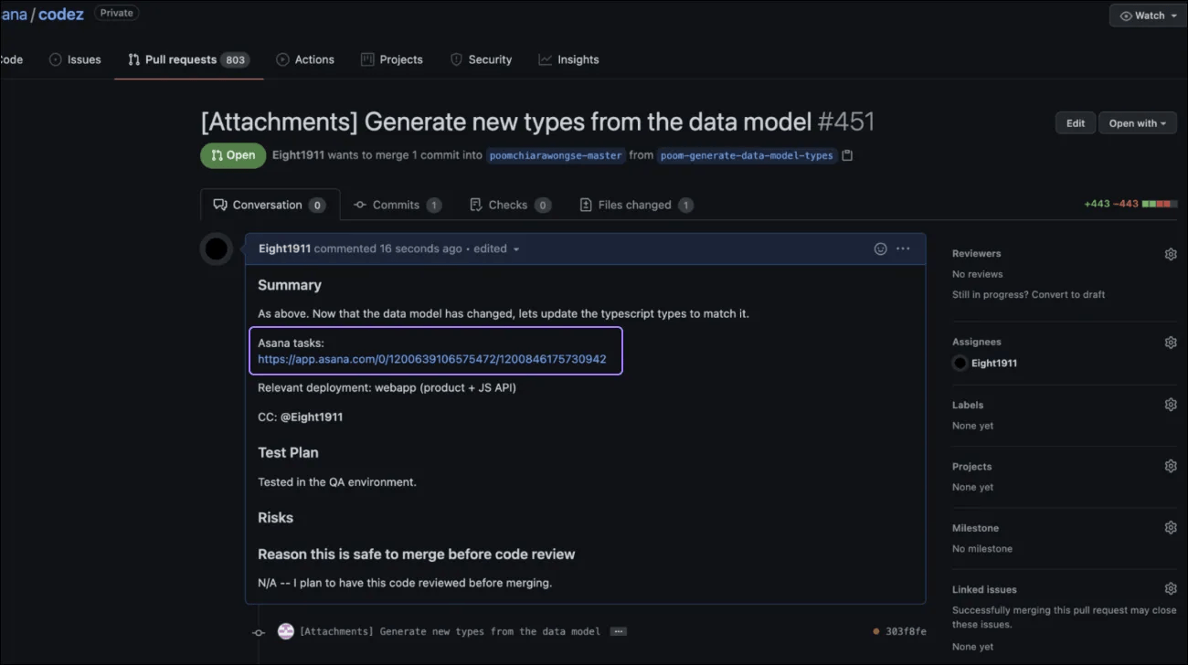Github pull request description