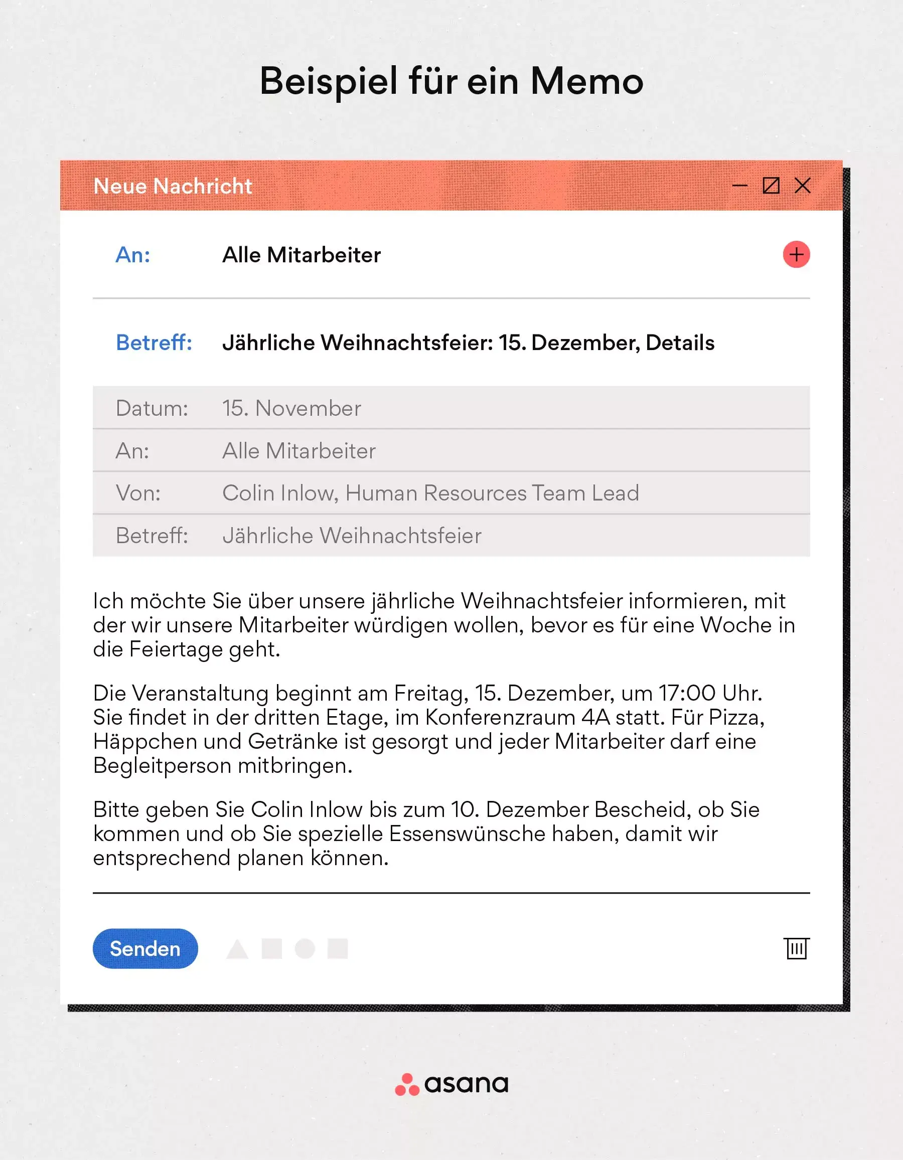 [Inline-Illustration] Memo zur Weihnachtsfeier (Beispiel)