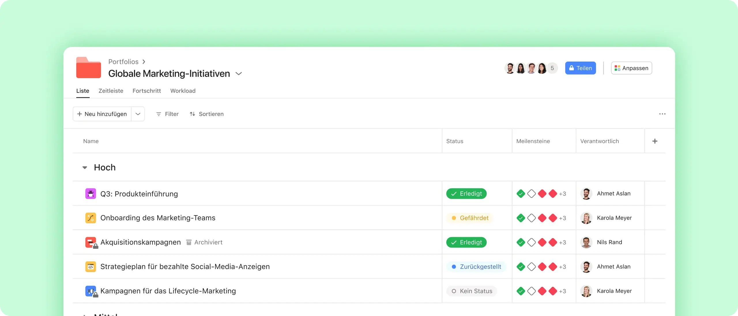 Admin console screenshot of members screen - Portfolios Header 