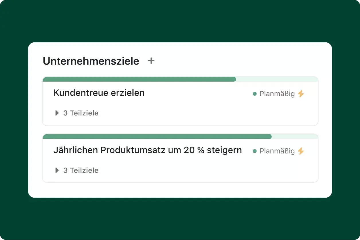 Asana-Benutzeroberfläche für Produktziele