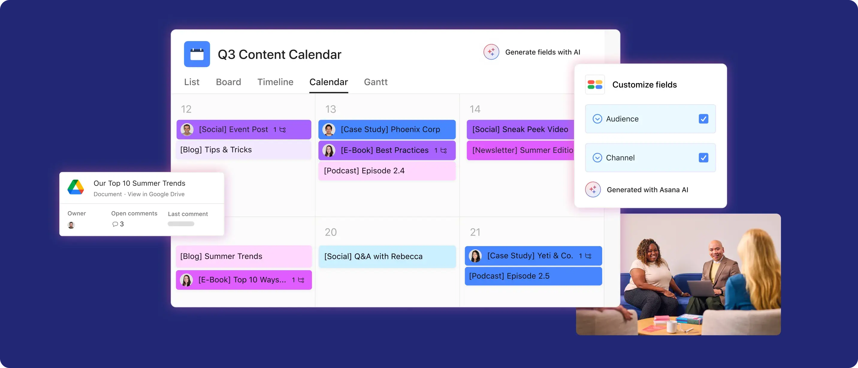 Content calendars with Asana