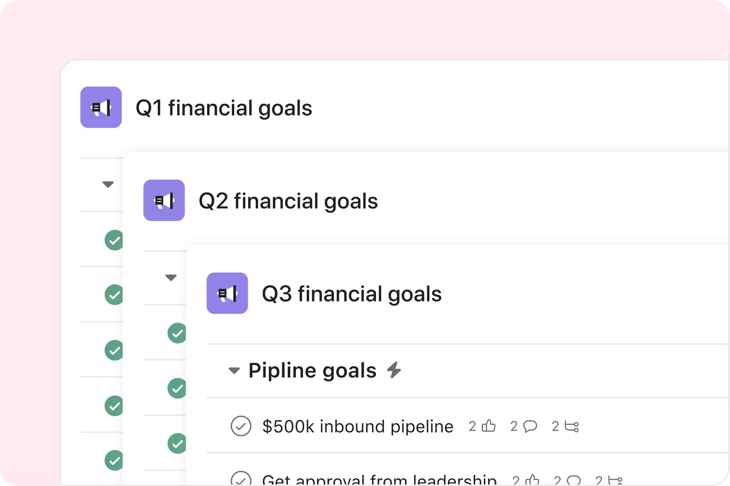 Asana on Asana goal management templates product UI inline image