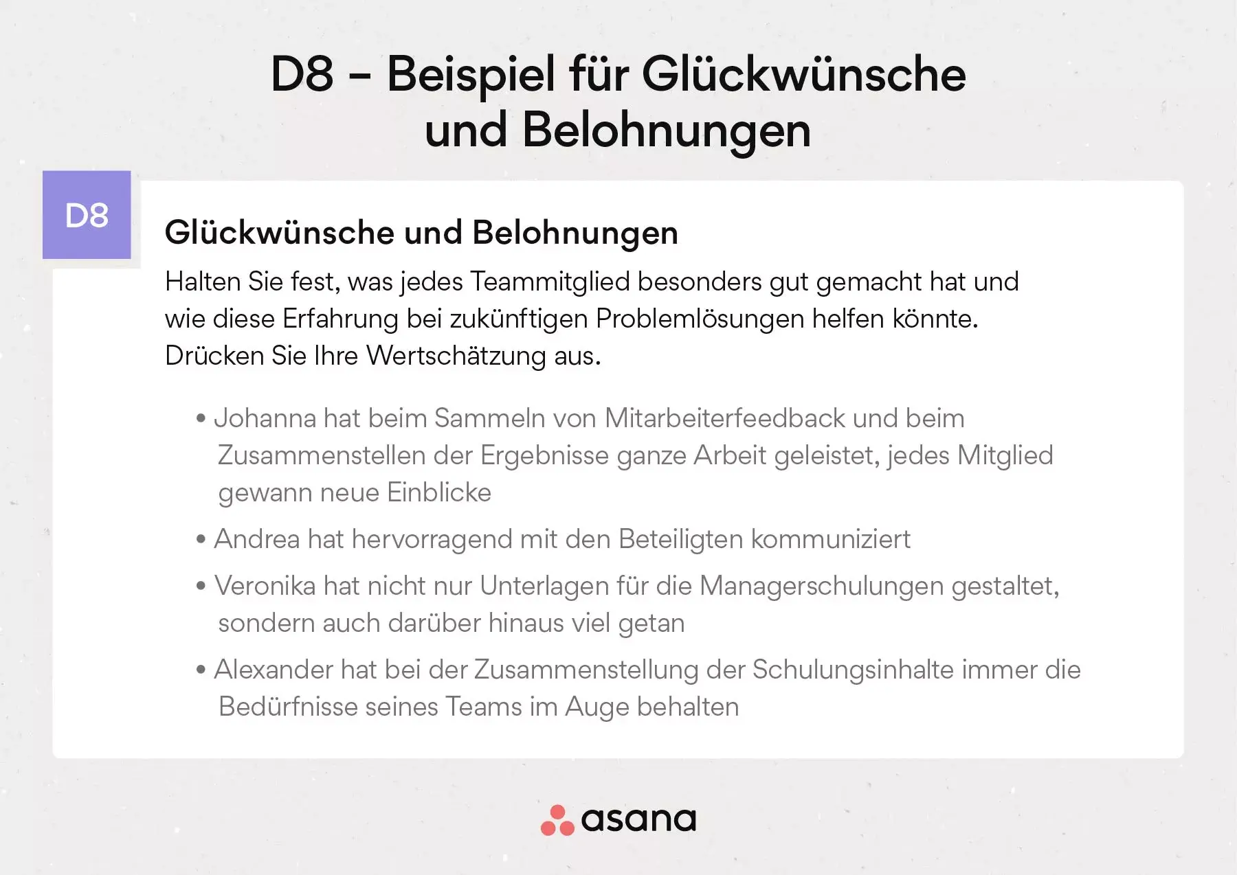 8D – ein Beispiel für Glückwünsche und Belohnungen