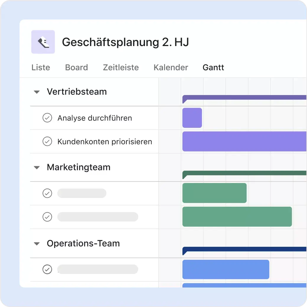 Verfolgen Sie den Fortschritt mit der Gantt-Ansicht in Asana