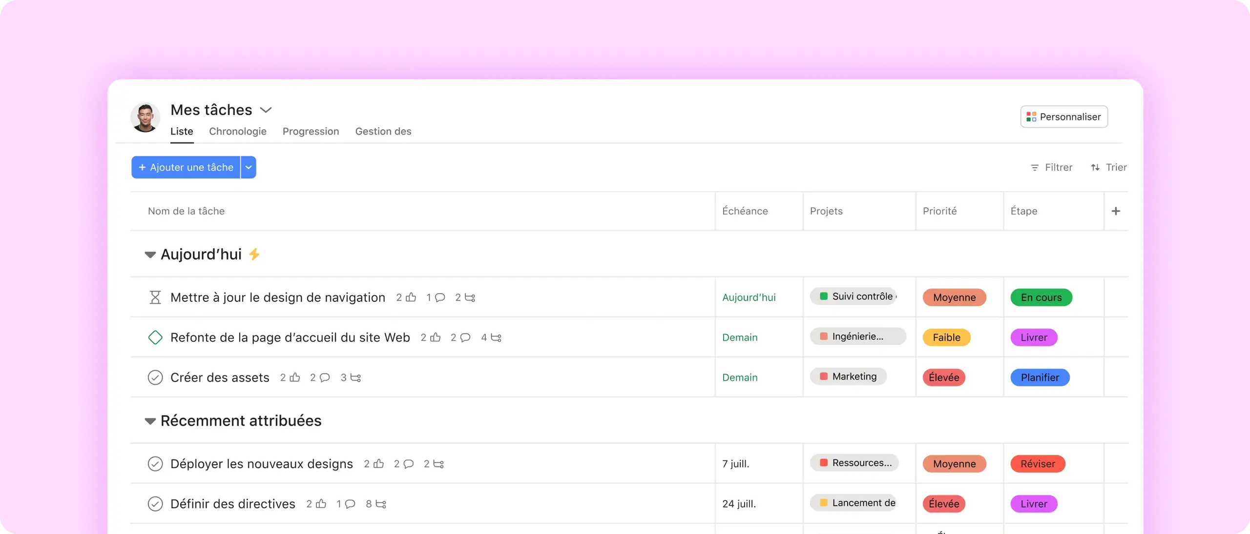 My tasks screenshot in Asana