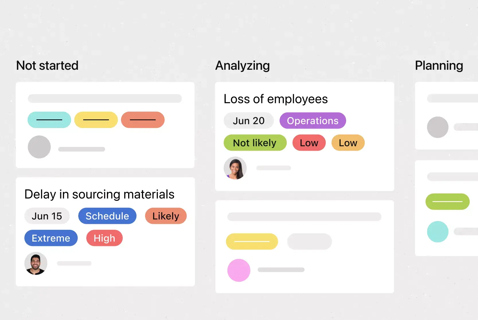 Planejamento de metas e objetivos da equipe (visualização em quadro) na Asana