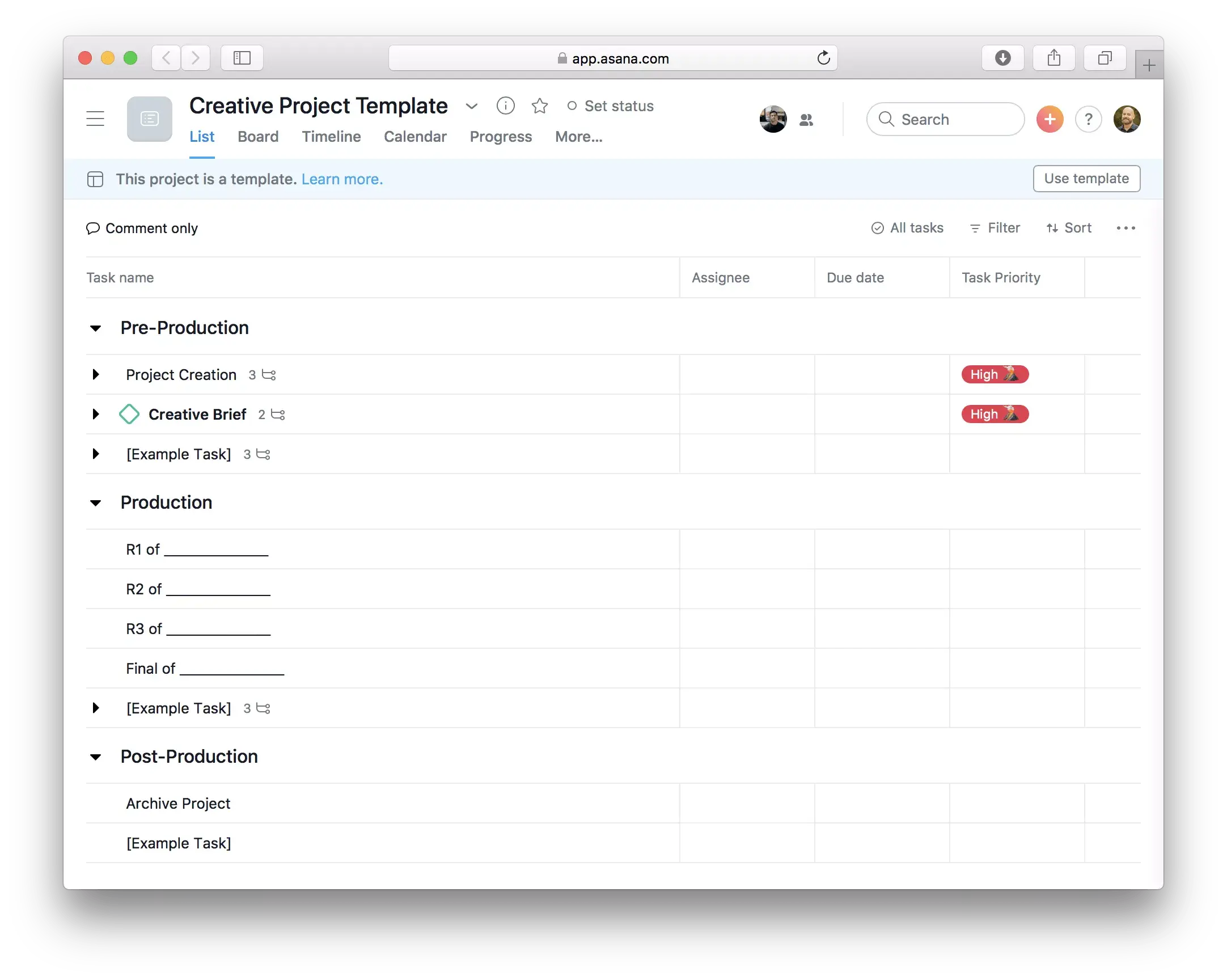 Image of Gear Patrol planning project in Asana