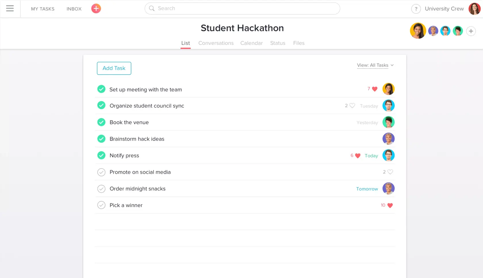 manage school projects in Asana