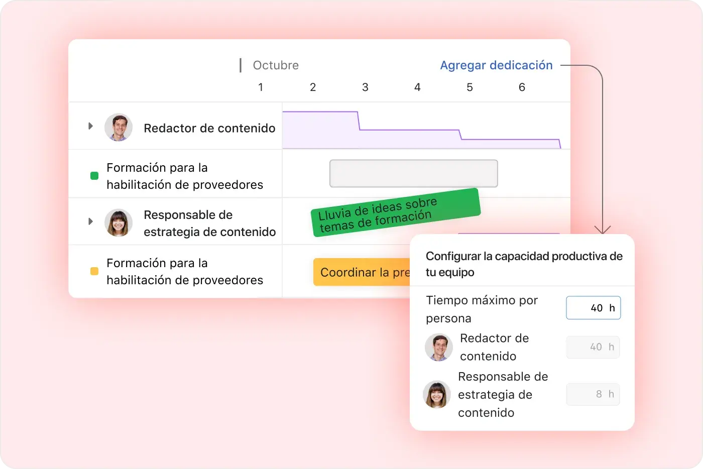 Ícono Redistribuye las tareas sin trabajar de más