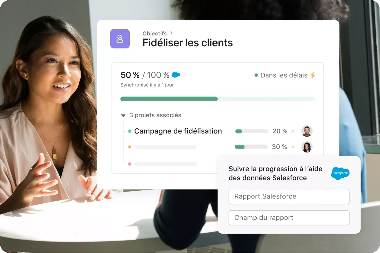 Collaborateur discutant avec un client : exemple de l’interface utilisateur produit Asana