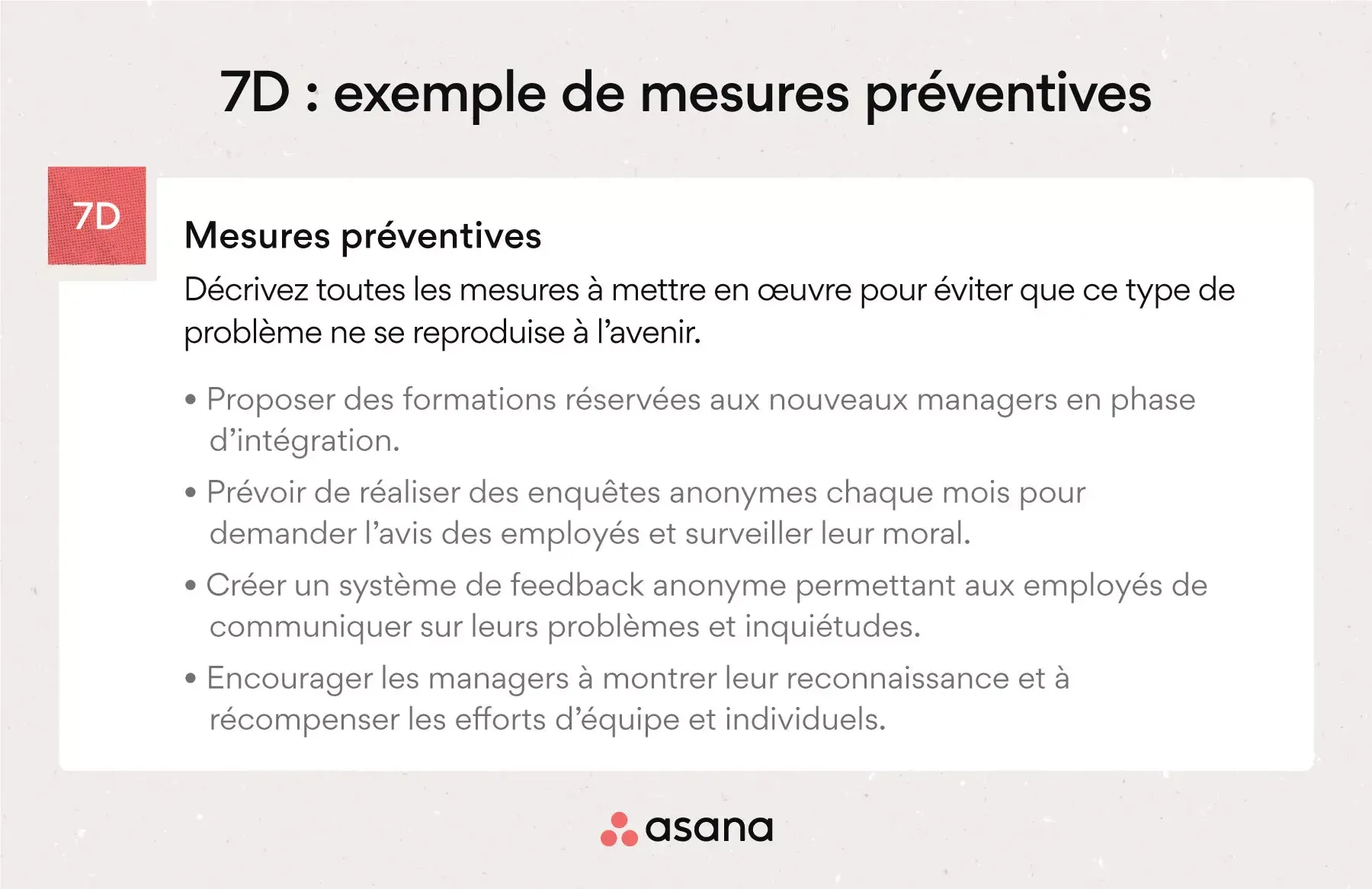 7D : exemple de mesures préventives