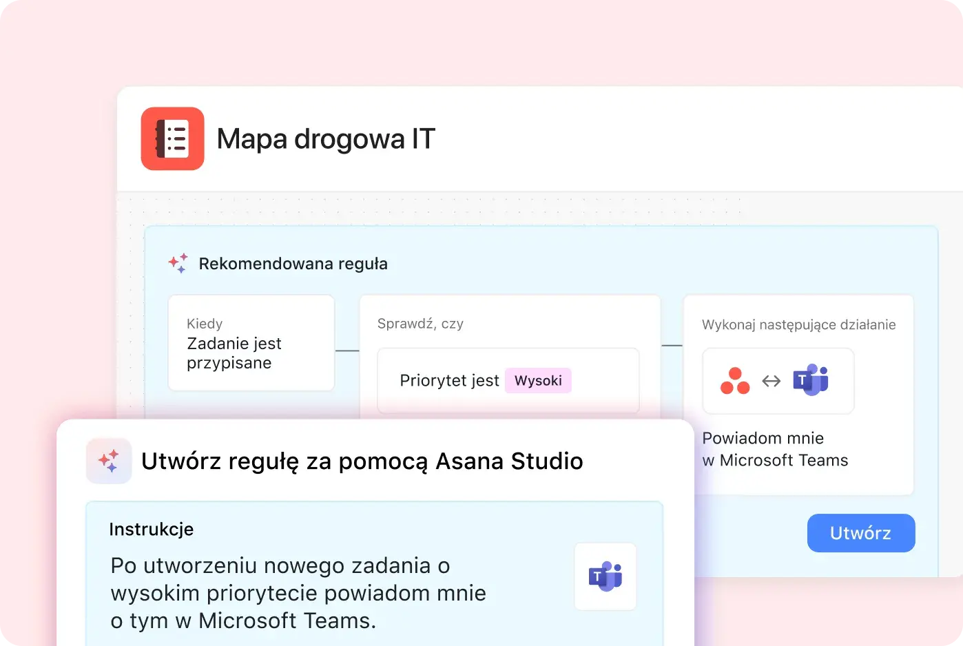 Zwiększ produktywność – interfejs użytkownika Asany
