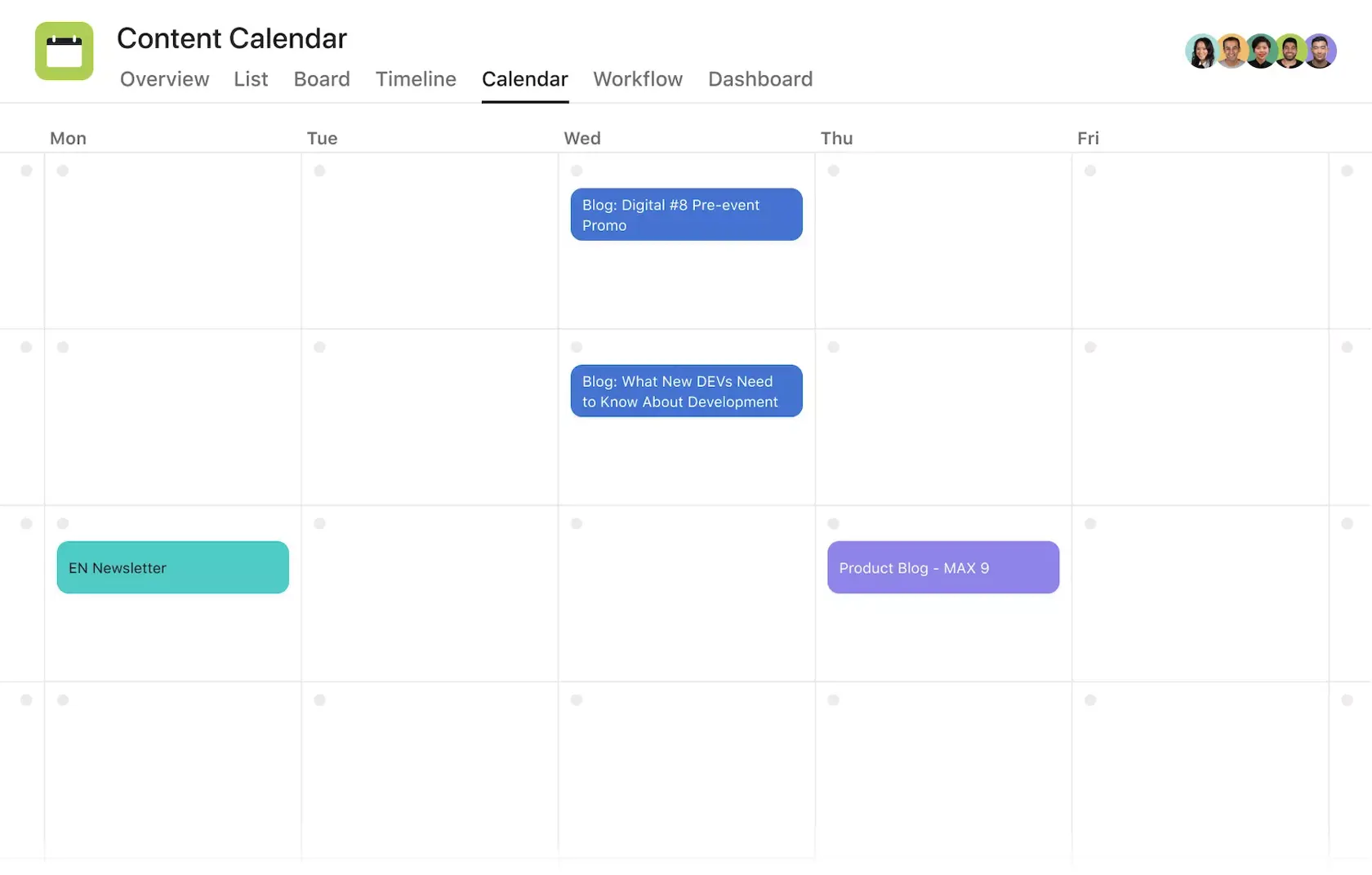 [Product UI] Content Calendar project example (Calendar view)