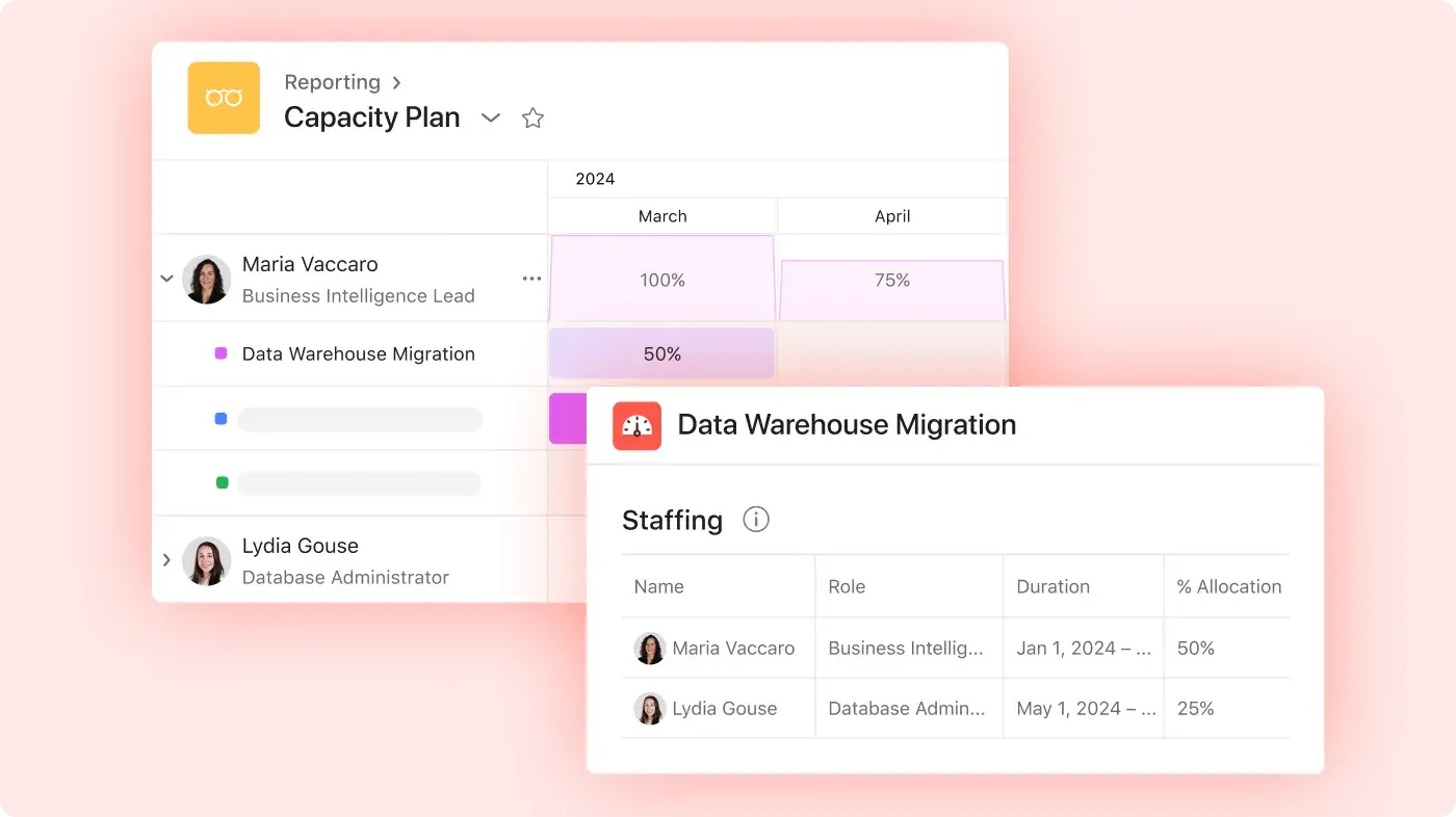 Capacity plan: Asana abstracted UI