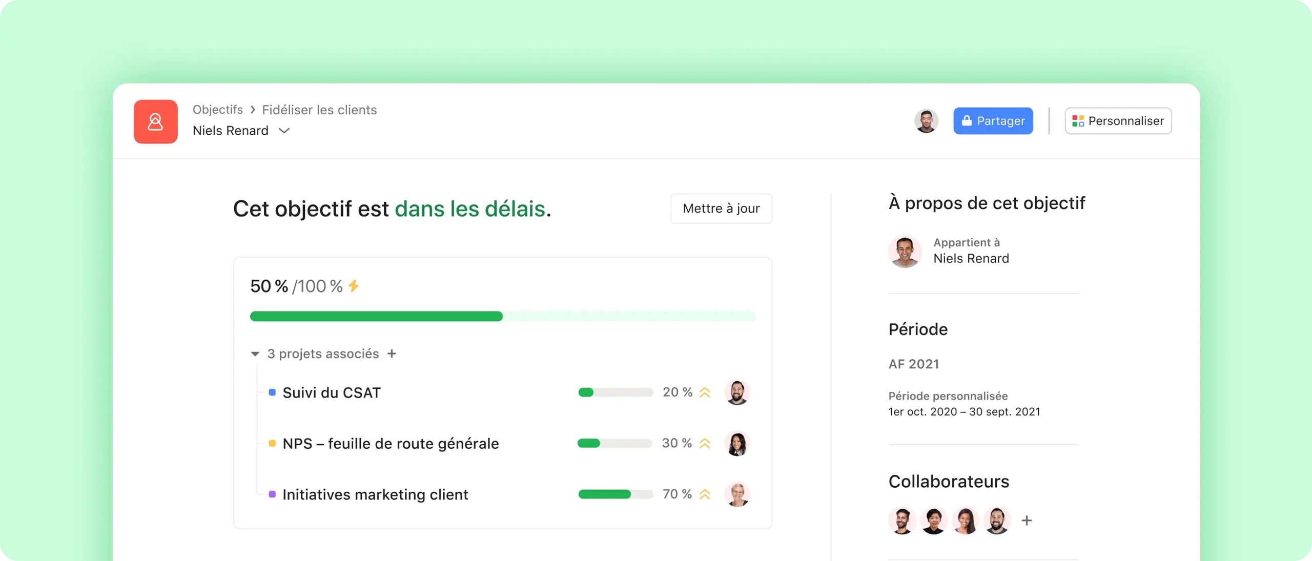 Goals screenshot in Asana
