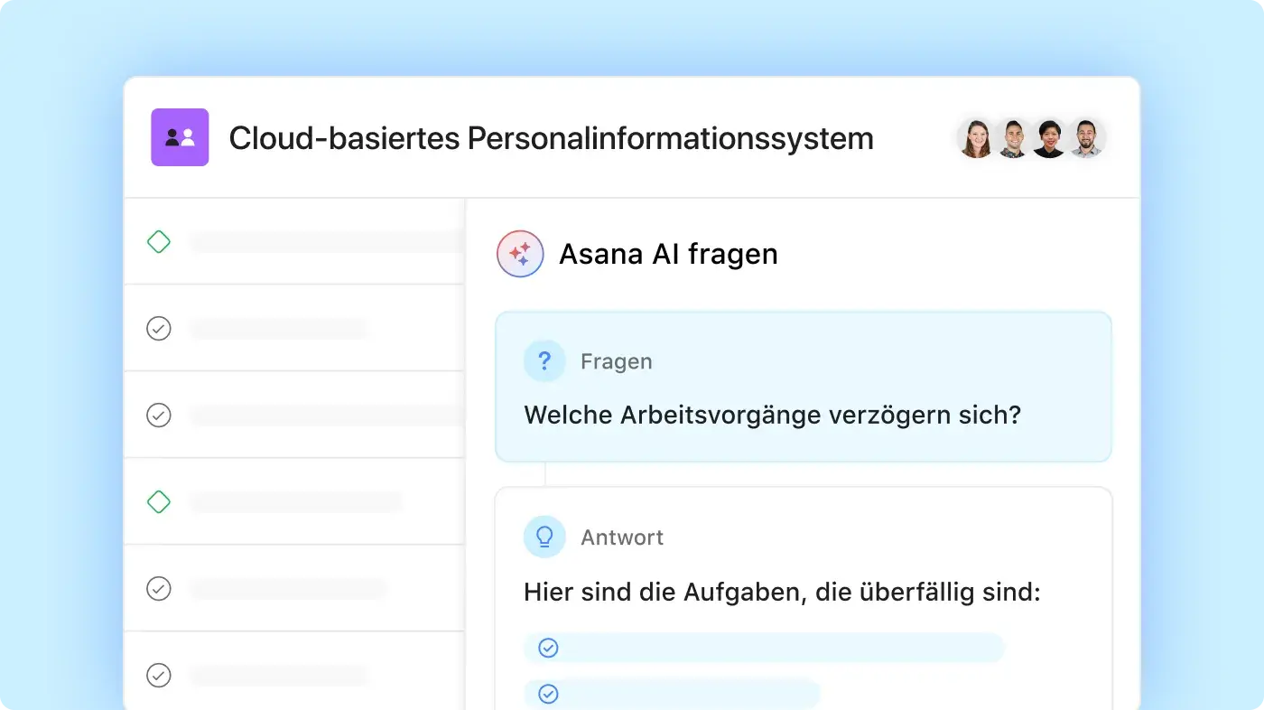 Asana Intelligence: abstrakte Produkt-UI