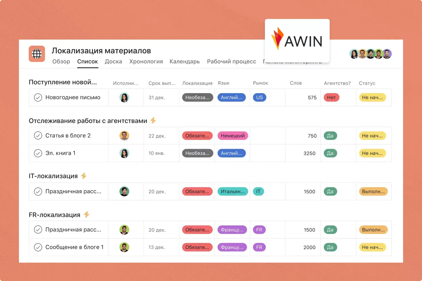 Awin использует Asana в своём автоматизированном рабочем процессе локализации