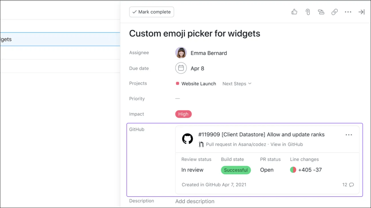 Github pull request link