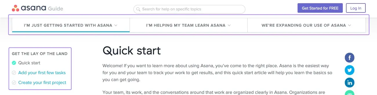 Asana guide quick start