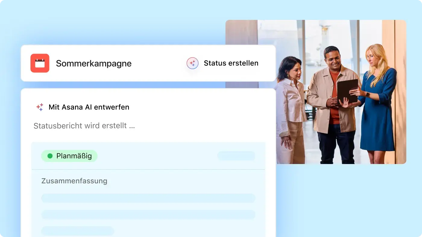 Asana-Produkt-UI für die Verwaltung von Kampagnen mit KI 