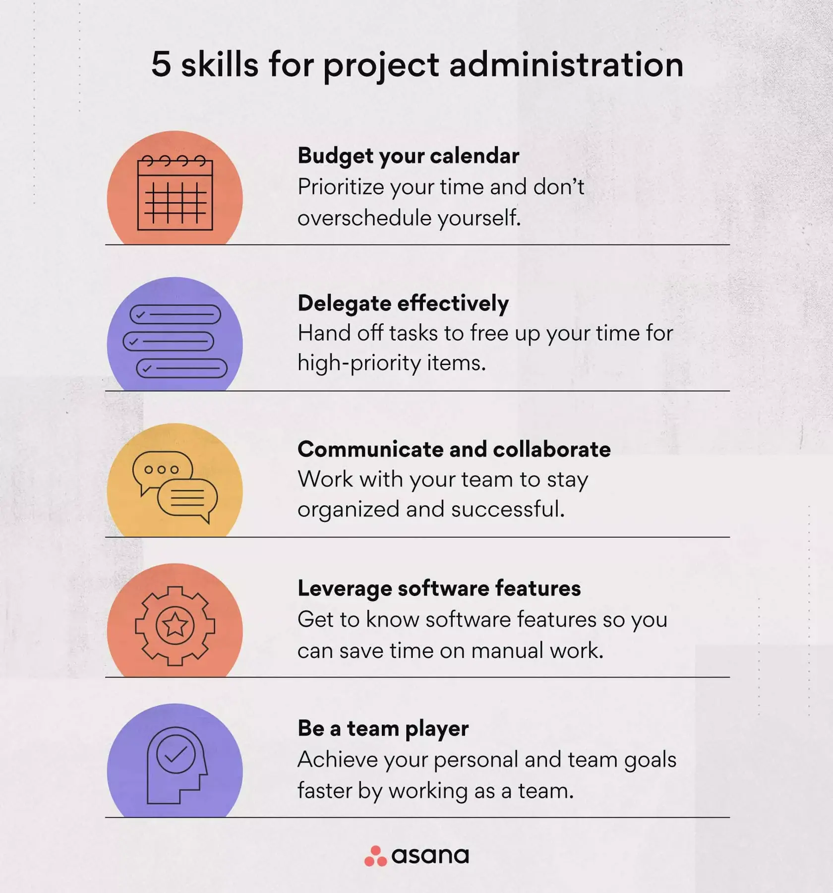 [Inline illustration] 5 skills of project administrators (Infographic)