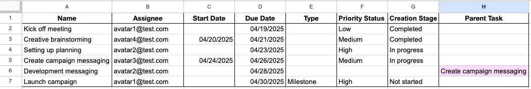Advanced CSV import options