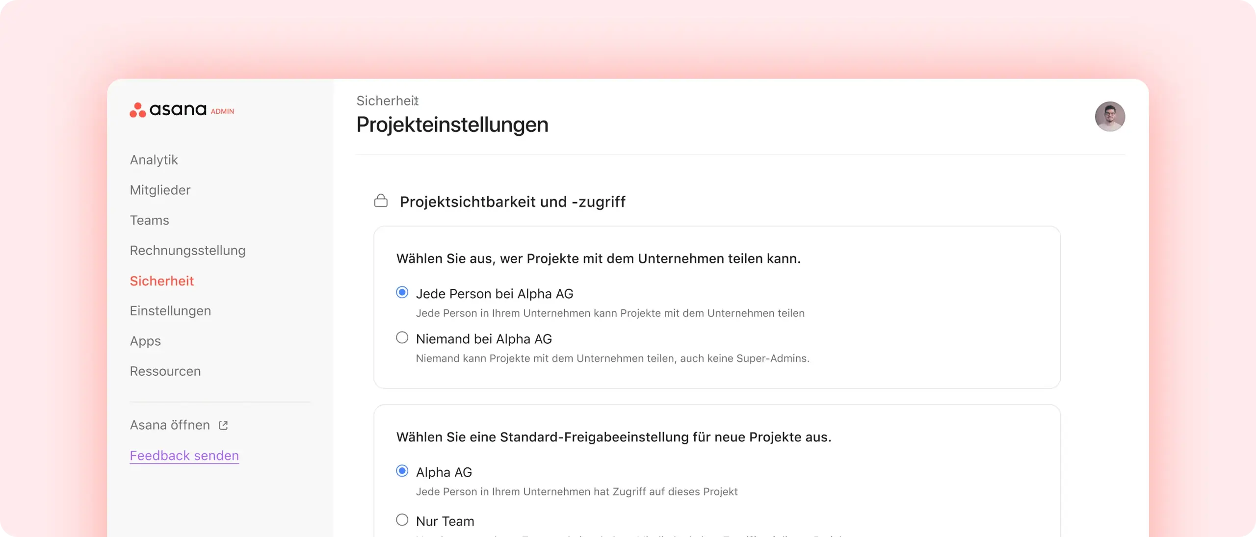 Permissions and access controls screenshot in Asana