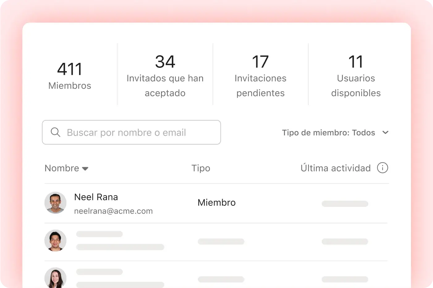 Manage users and edit your plan UI