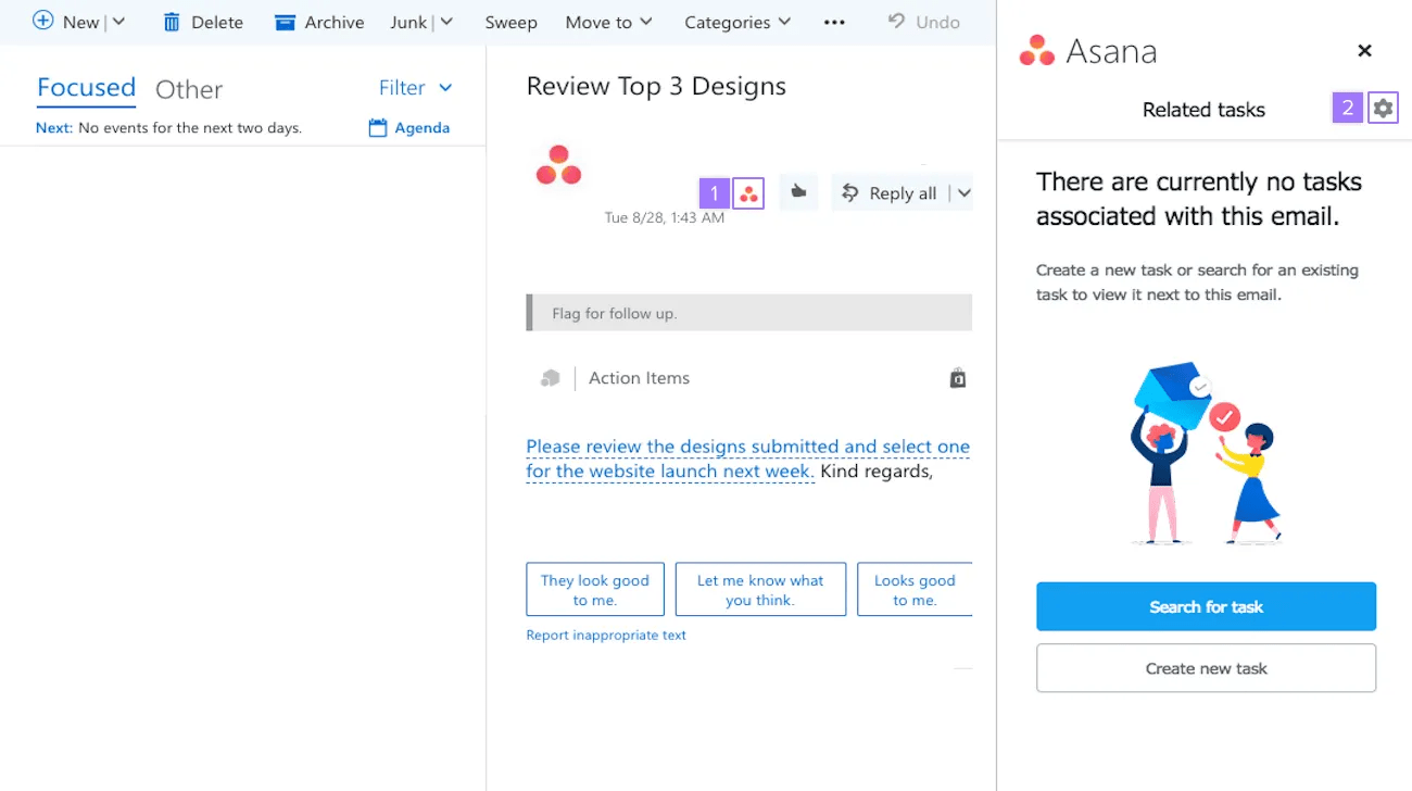 Asana for Outlook add-in