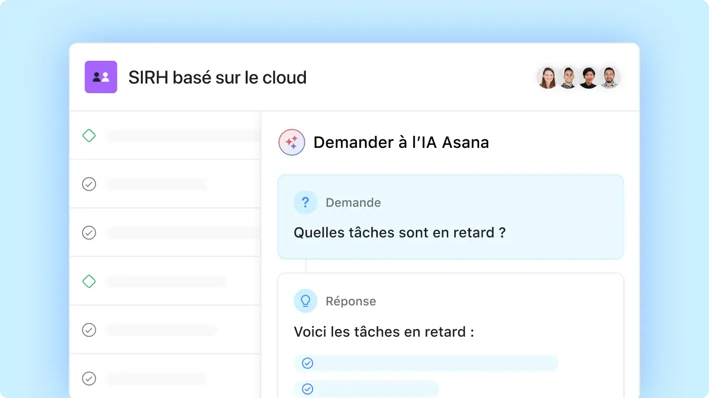 IA Asana : exemple de l’interface utilisateur produit