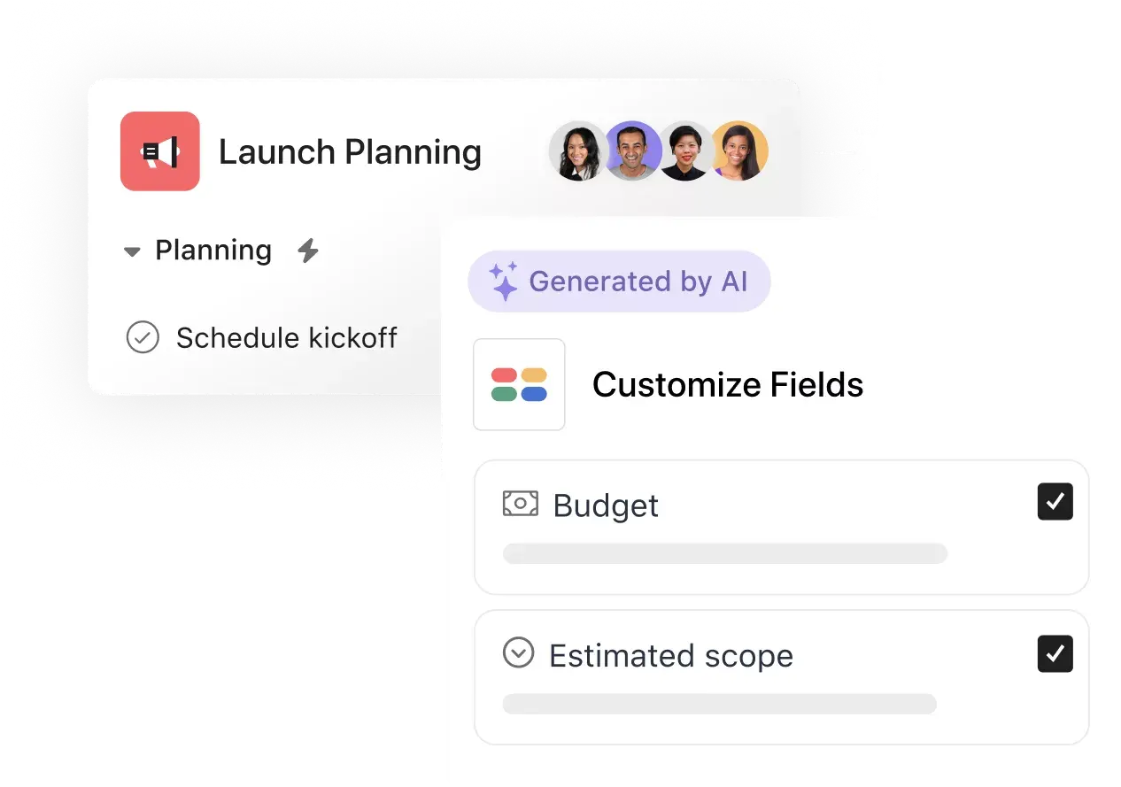 Asana's work organizer recommends the ideal project setup